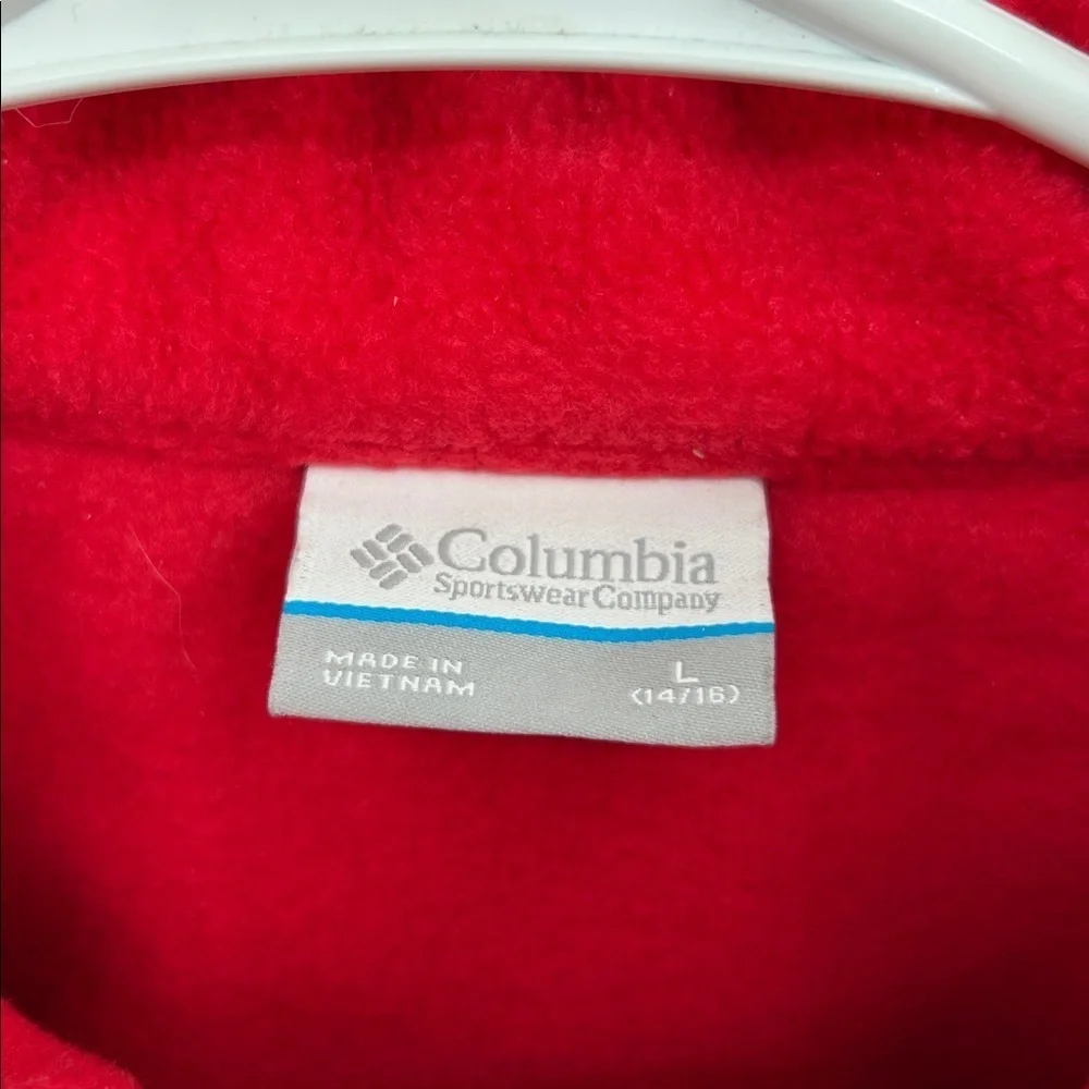 Columbia Youth Large Red Black Fleece Jacket Full Zip Outdoor L (14-16)